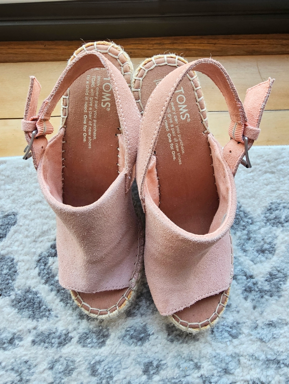 Toms Pink Suede Espadrille Wedge Slingbacks - Picture 8 of 8